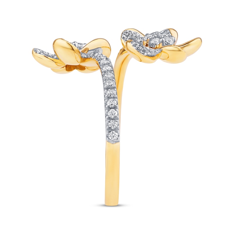 Main Image 2 of Previously Owned Diamond Plumeria Flower Bypass Ring 1/2 ct tw 10K Yellow Gold