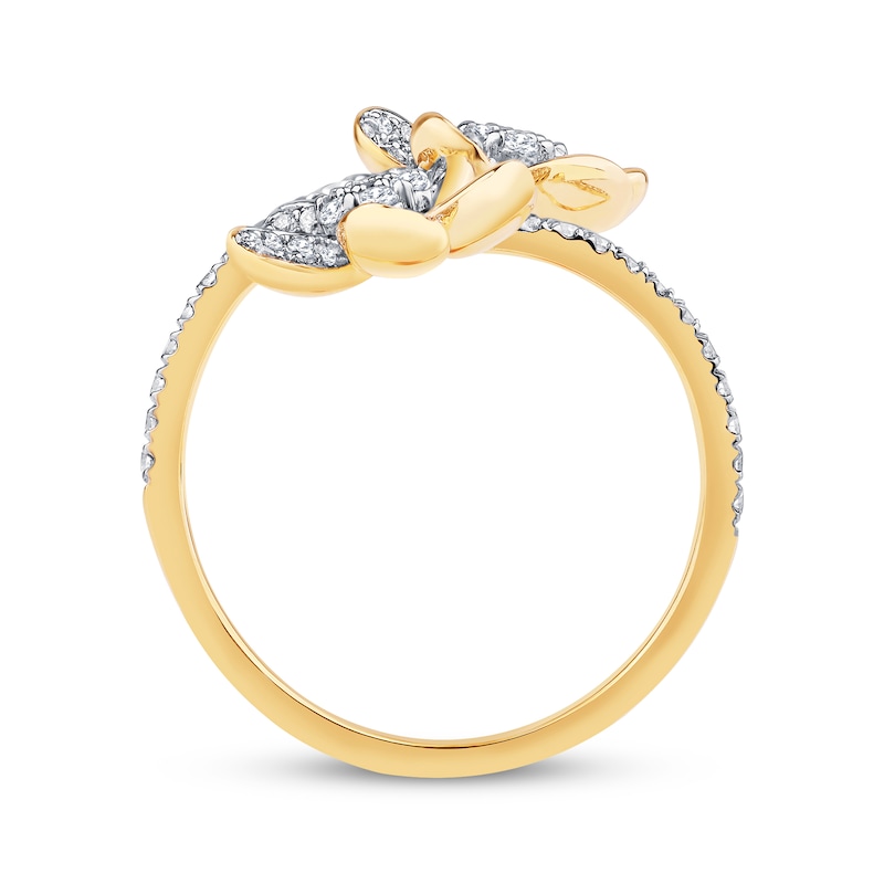 Main Image 3 of Previously Owned Diamond Plumeria Flower Bypass Ring 1/2 ct tw 10K Yellow Gold