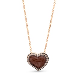 Previously Owned Godiva x Le Vian Enamel Heart Necklace 1/3 ct tw Diamonds 14K Strawberry Gold 19&quot;