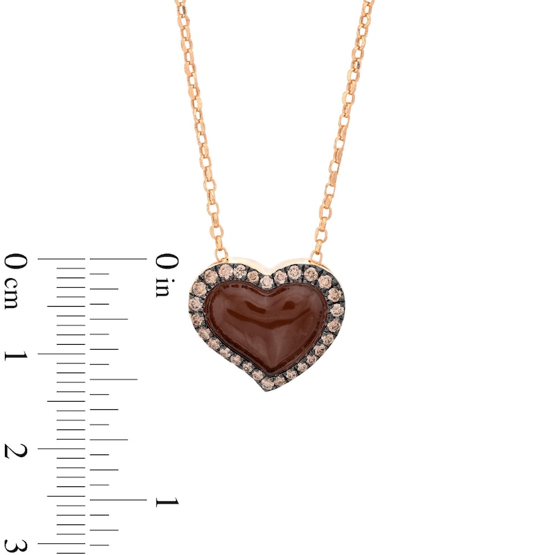 Main Image 2 of Previously Owned Godiva x Le Vian Enamel Heart Necklace 1/3 ct tw Diamonds 14K Strawberry Gold 19&quot;