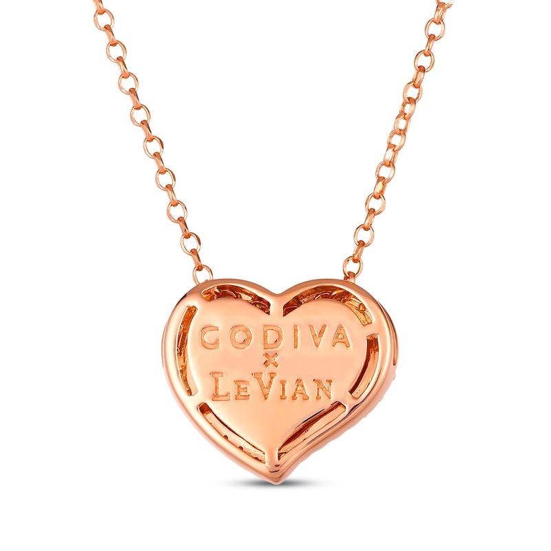 Main Image 3 of Previously Owned Godiva x Le Vian Enamel Heart Necklace 1/3 ct tw Diamonds 14K Strawberry Gold 19&quot;