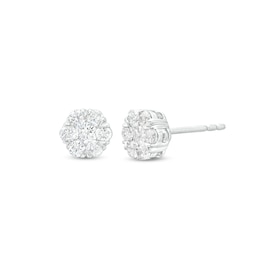 Previously Owned THE LEO Diamond Flower Stud Earrings 1/2 ct tw 14K White Gold