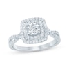 Thumbnail Image 1 of Previously Owned Round-Cut Diamond Double Cushion Frame Engagement Ring 1/2 ct tw 10K White Gold