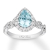 Thumbnail Image 1 of Previously Owned Neil Lane Aquamarine Engagement Ring 3/4 cttw Pear & Round-cut 14K White Gold Size 8