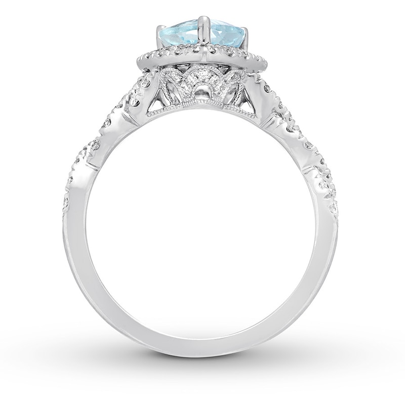 Main Image 2 of Previously Owned Neil Lane Aquamarine Engagement Ring 3/4 cttw Pear & Round-cut 14K White Gold Size 8