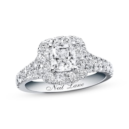Previously Owned Neil Lane Diamond Engagement Ring 2-1/6 ct tw Cushion-cut 14K White Gold Size 6