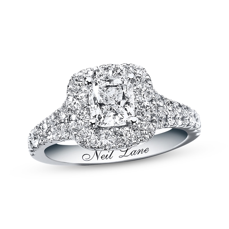 Main Image 1 of Previously Owned Neil Lane Diamond Engagement Ring 2-1/6 ct tw Cushion-cut 14K White Gold Size 6