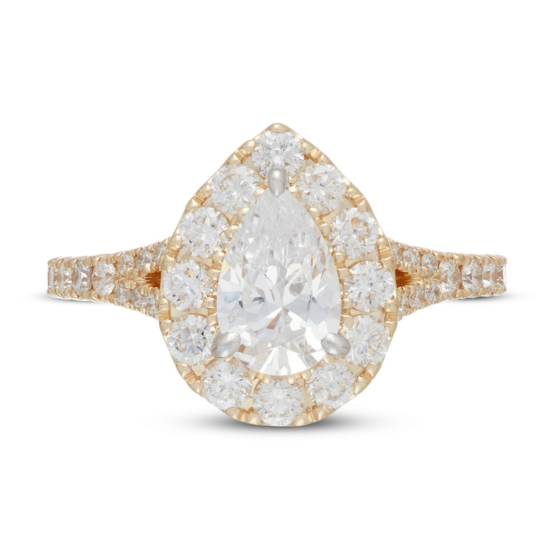 Main Image 3 of Previously Owned Neil Lane Diamond Engagement Ring 1-7/8 ct tw Pear & Round-cut 14K Yellow Gold Size 8