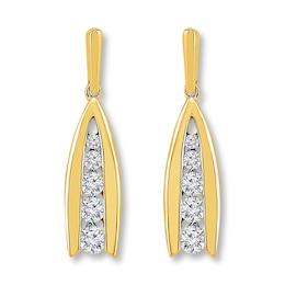 Previously Owned Diamond Graduated Drop Earrings 1 ct tw 14K Yellow Gold