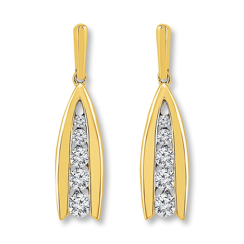 Previously Owned Diamond Graduated Drop Earrings 1 ct tw 14K Yellow Gold