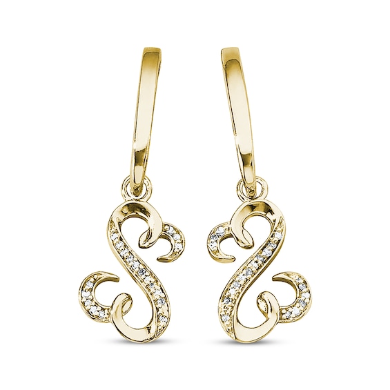 Previously Owned Heart Earrings 1/20 ct tw Diamonds 10K Yellow Gold
