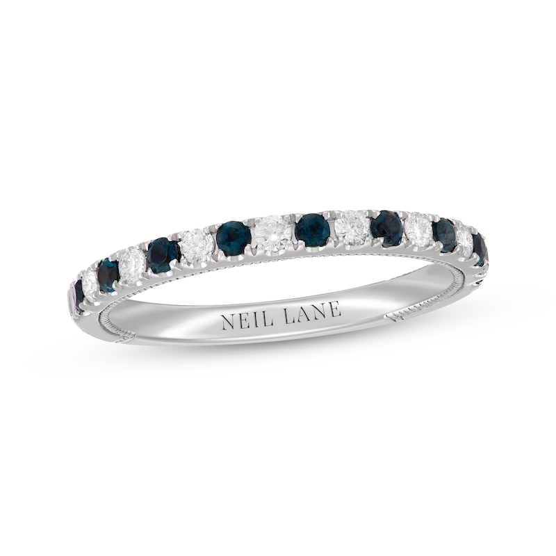 Main Image 1 of Previously Owned Neil Lane Diamond & Blue Sapphire Wedding Band 1/5 ct tw 14K White Gold Size 4.5