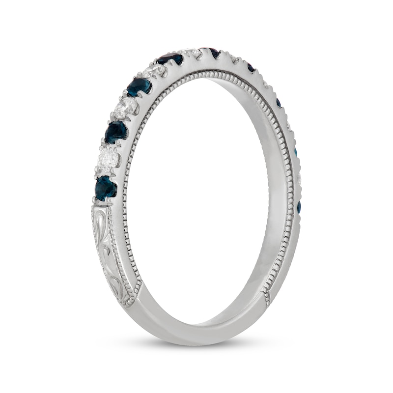 Main Image 2 of Previously Owned Neil Lane Diamond & Blue Sapphire Wedding Band 1/5 ct tw 14K White Gold Size 4.5