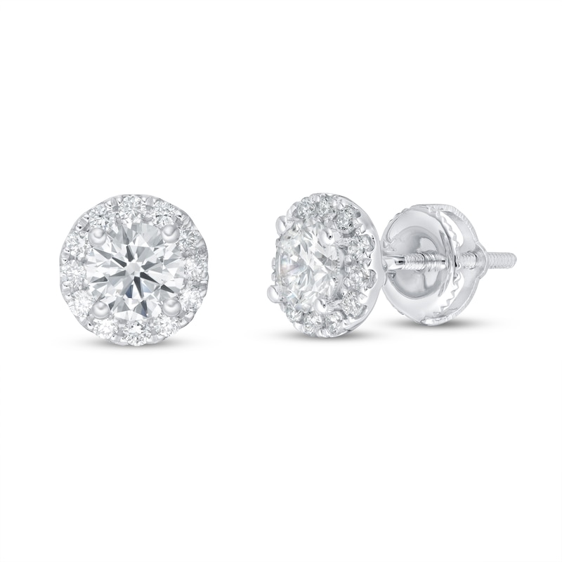 Main Image 1 of Previously Owned Lab-Grown Diamonds by KAY Earrings 1 ct tw 14K White Gold (F/SI2)