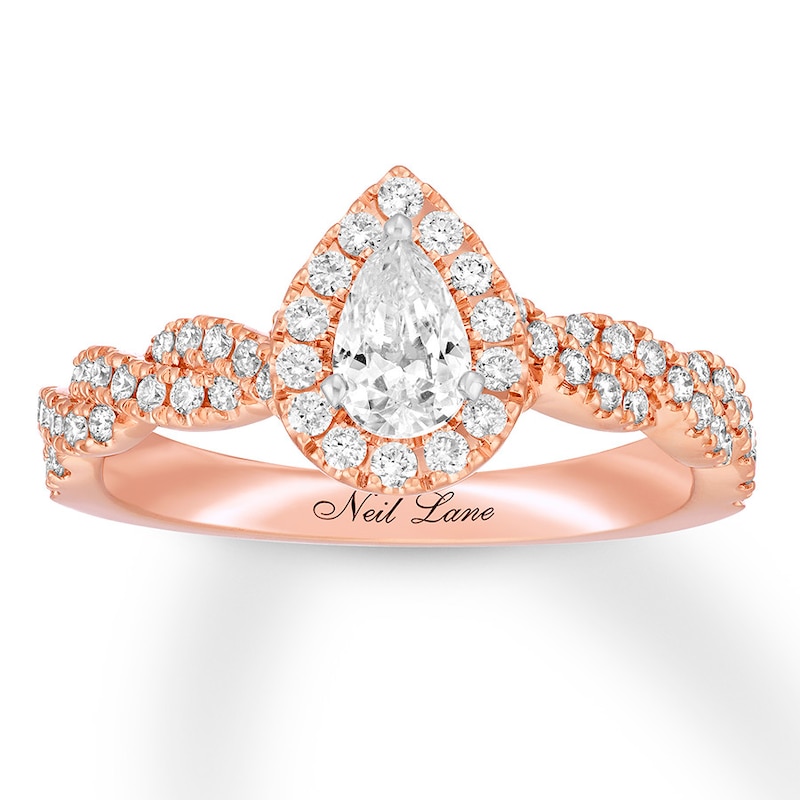 Main Image 1 of Previously Owned Neil Lane Engagement Ring 3/4 ct tw Pear & Round-cut Diamonds 14K Rose Gold