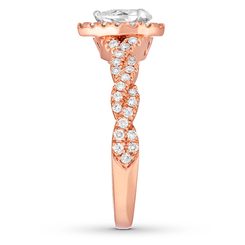 Main Image 3 of Previously Owned Neil Lane Engagement Ring 3/4 ct tw Pear & Round-cut Diamonds 14K Rose Gold