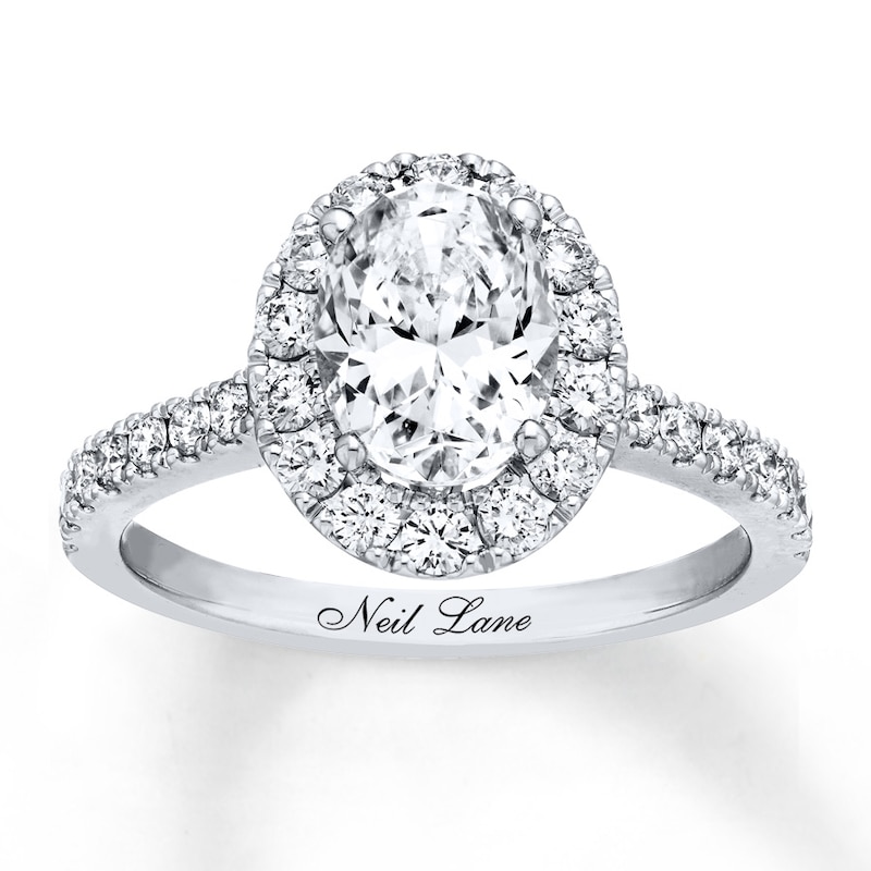 Main Image 1 of Previously Owned Neil Lane Diamond Engagement Ring 2-1/8 ct tw Oval & Round-cut 14K White Gold