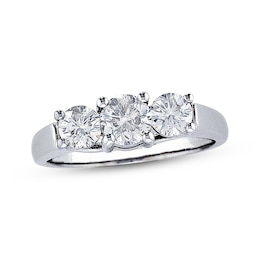 Previously Owned Round-Cut Diamond Three-Stone Engagement Ring 1-1/2 ct tw 14K White Gold