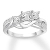 Thumbnail Image 1 of Previously Owned Three-Stone Diamond Engagement Ring 1 ct tw Princess & Round-Cut 10K White Gold