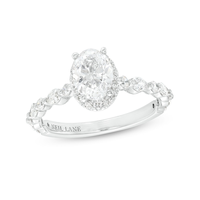 Main Image 1 of Previously Owned Neil Lane Premiere Diamond Engagement Ring 1-1/2 ct tw Oval/Pear/Round-cut 14K White Gold Size 6