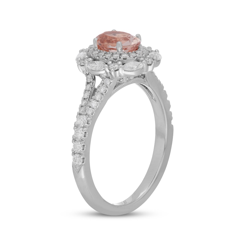 Main Image 2 of Previously Owned Neil Lane Oval-cut Morganite Engagement Ring 3/4 ct tw Diamonds 14K White Gold Size 7.5