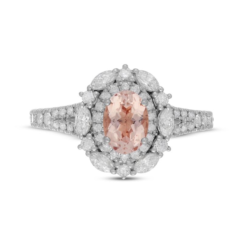 Main Image 3 of Previously Owned Neil Lane Oval-cut Morganite Engagement Ring 3/4 ct tw Diamonds 14K White Gold Size 7.5