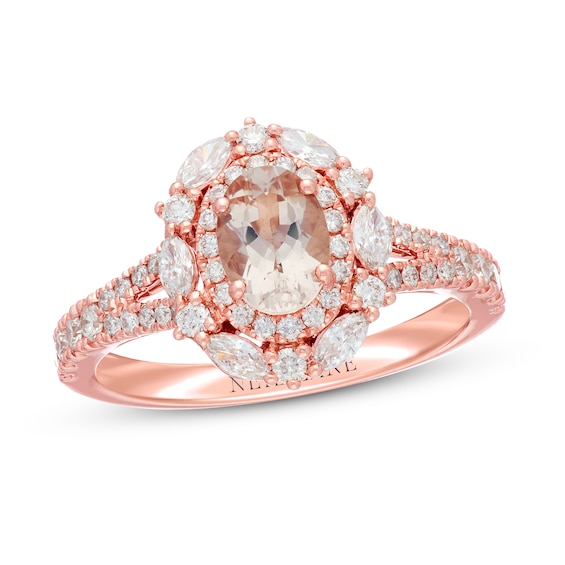 Previously Owned Neil Lane Morganite Engagement Ring 3/4 ct tw Diamonds 14K Rose Gold Size 14