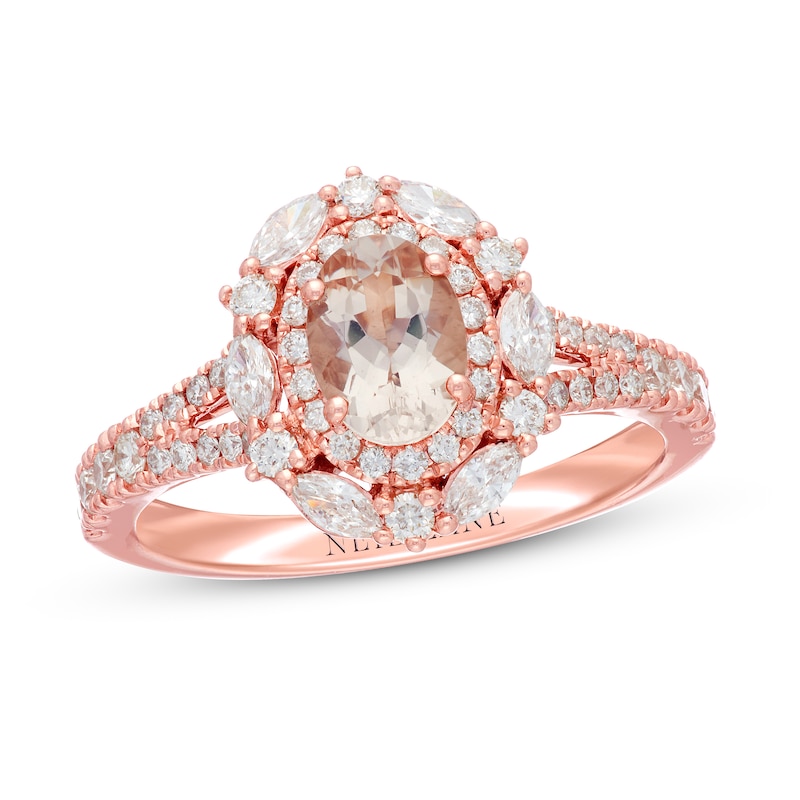 Main Image 1 of Previously Owned Neil Lane Morganite Engagement Ring 3/4 ct tw Diamonds 14K Rose Gold Size 14