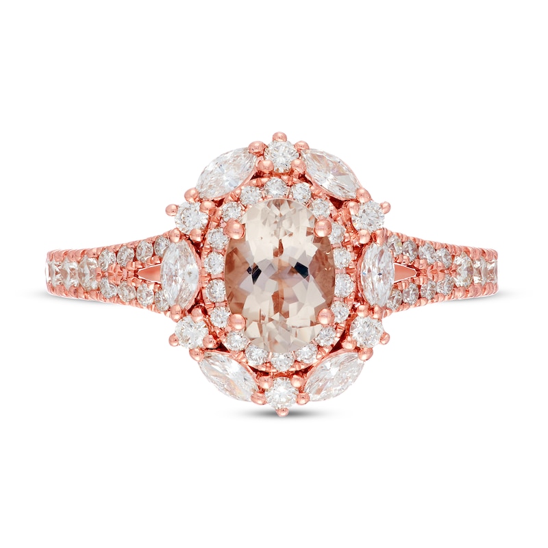 Main Image 3 of Previously Owned Neil Lane Morganite Engagement Ring 3/4 ct tw Diamonds 14K Rose Gold Size 14