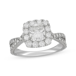 Previously Owned Neil Lane Artistry Cushion-Cut Lab-Created Diamond Engagement Ring 1-7/8 ct tw 14K White Gold