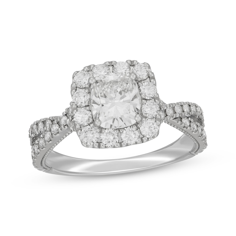 Main Image 1 of Previously Owned Neil Lane Artistry Cushion-Cut Lab-Created Diamond Engagement Ring 1-7/8 ct tw 14K White Gold