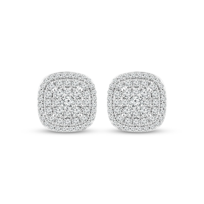 Previously Owned Lab-Grown Diamonds by KAY Cushion-Shaped Stud Earrings 1 ct tw 10K White Gold