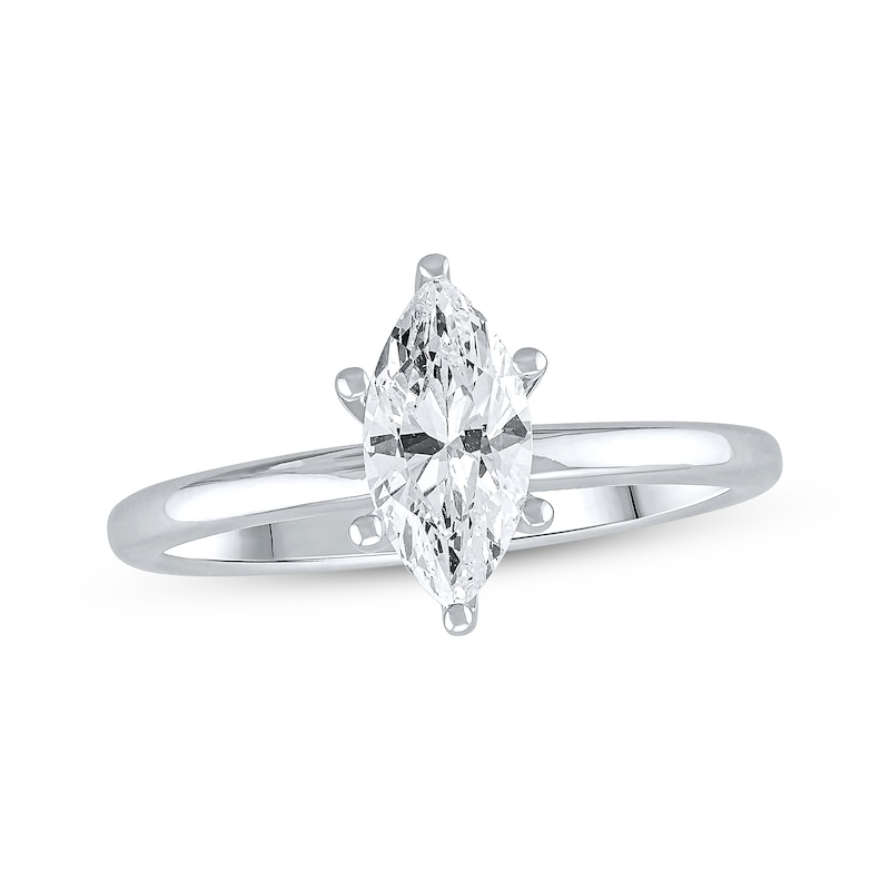 Main Image 1 of Previously Owned Lab-Grown Diamonds by KAY Marquise-Cut Solitaire Engagement Ring 1 ct tw 14K White Gold (F/SI2)