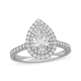 Previously Owned Neil Lane Artistry Pear-Shaped Lab-Created Diamond Double Frame Engagement Ring 1-3/4 ct tw 14K White Gold