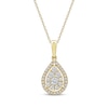 Thumbnail Image 1 of Previously Owned Diamond Teardrop Halo Necklace 1/2 ct tw 10K Yellow Gold 18&quot;