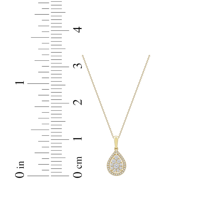 Main Image 6 of Previously Owned Diamond Teardrop Halo Necklace 1/2 ct tw 10K Yellow Gold 18&quot;