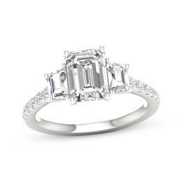 Previously Owned Memories Moments Magic Lab-Created Diamonds by KAY Emerald-Cut & Trapezoid-Cut Three-Stone Engagement Ring 2-5/8 ct tw 14K White Gold