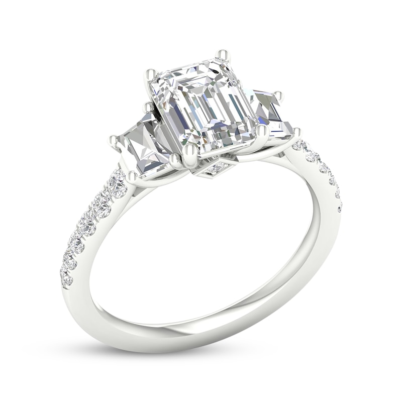 Main Image 2 of Previously Owned Memories Moments Magic Lab-Created Diamonds by KAY Emerald-Cut & Trapezoid-Cut Three-Stone Engagement Ring 2-5/8 ct tw 14K White Gold