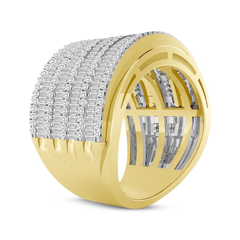 Main Image 2 of Previously Owned Men's Baguette & Round-Cut Diamond Wide Fashion Ring 2 ct tw 10K Yellow Gold