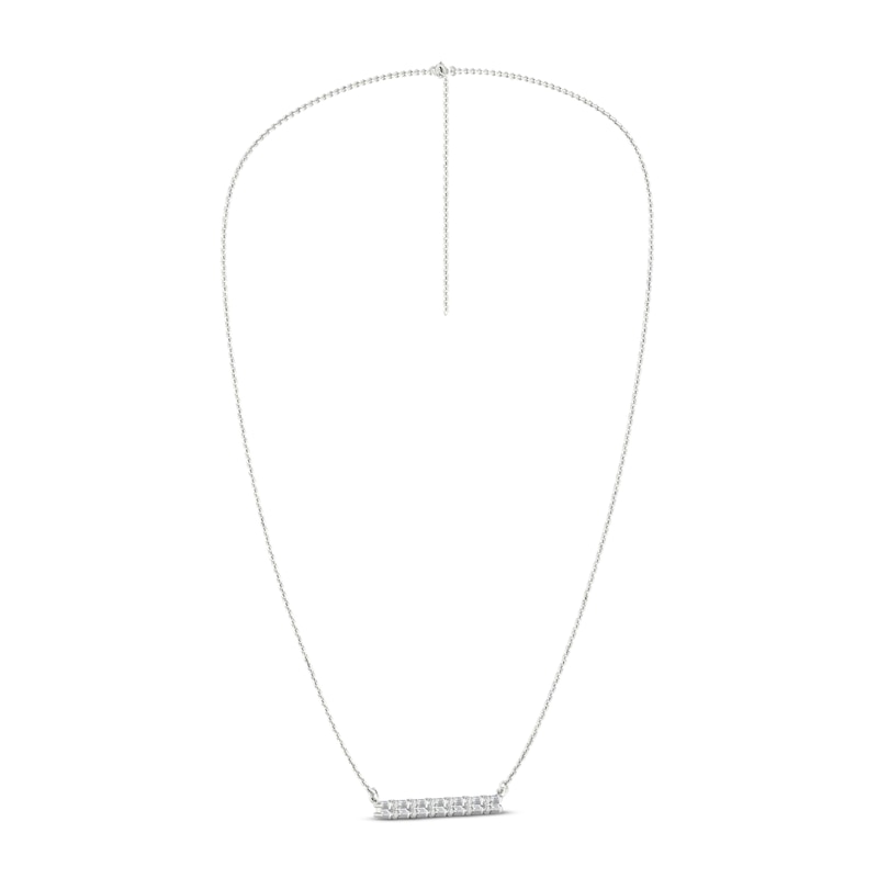 Previously Owned Lab-Created Diamonds by KAY Baguette & Round-Cut Bar Necklace 1/2 ct tw 14K White Gold 18"