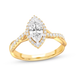 Previously Owned Lab-Grown Diamonds Marquise-Cut Twist Shank Engagement Ring 1-1/4 ct tw 14K Yellow Gold