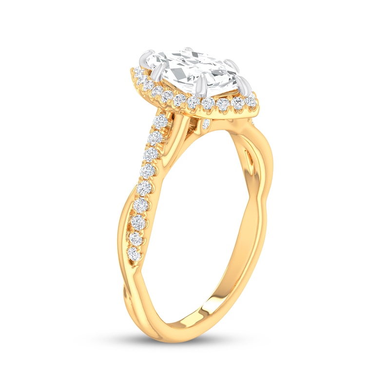 Main Image 2 of Previously Owned Lab-Grown Diamonds by KAY Marquise-Cut Twist Shank Engagement Ring 1-1/4 ct tw 14K Yellow Gold