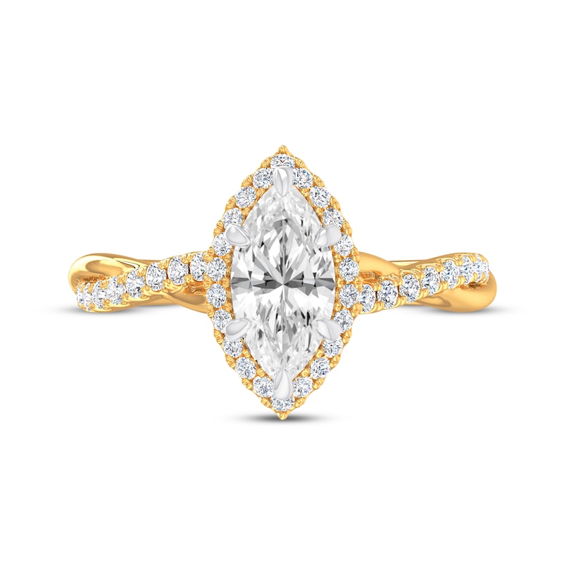 Main Image 3 of Previously Owned Lab-Grown Diamonds by KAY Marquise-Cut Twist Shank Engagement Ring 1-1/4 ct tw 14K Yellow Gold