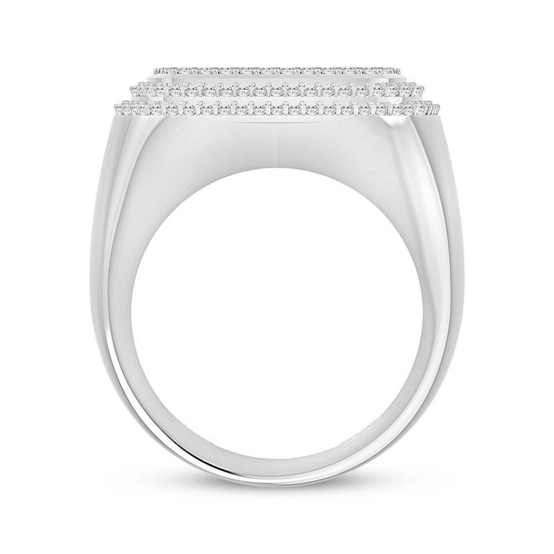 Main Image 3 of Previously Owned Men's Baguette & Round-Cut Multi-Diamond Center Cushion Frame Ring 1-1/2 ct tw 10K White Gold