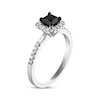 Thumbnail Image 2 of Previously Owned Princess-Cut Black Diamond & White Diamond Halo Engagement Ring 1 ct tw 14K White Gold