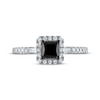 Thumbnail Image 3 of Previously Owned Princess-Cut Black Diamond & White Diamond Halo Engagement Ring 1 ct tw 14K White Gold