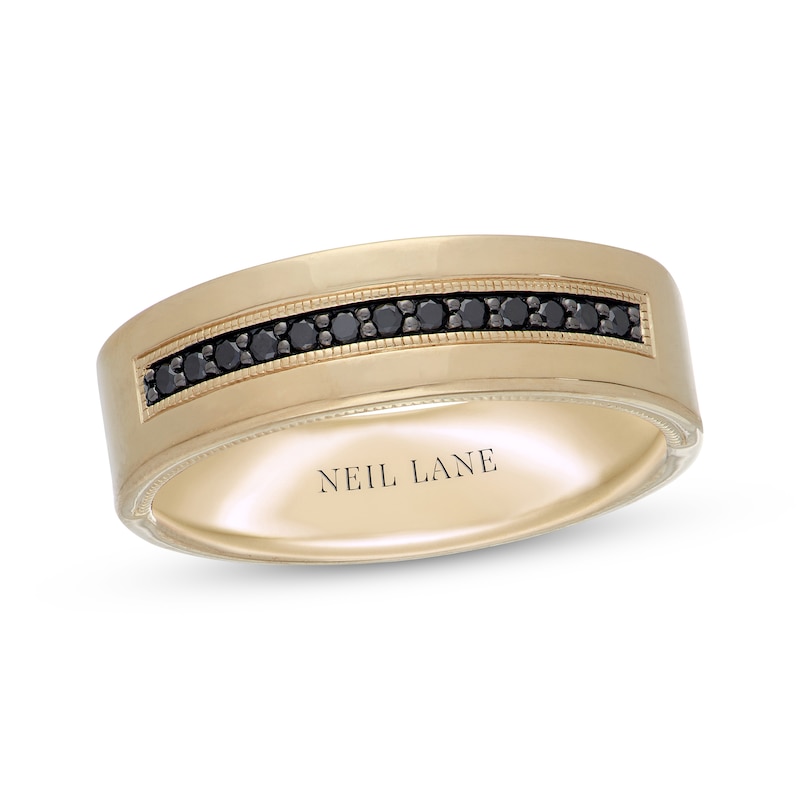 Main Image 1 of Previously Owned Neil Lane Men's Black Diamond Wedding Band 1/6 ct tw 14K Yellow Gold