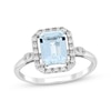 Thumbnail Image 1 of Previously Owned Emerald-Cut Aquamarine & Diamond Ring 1/10 ct tw 10K White Gold