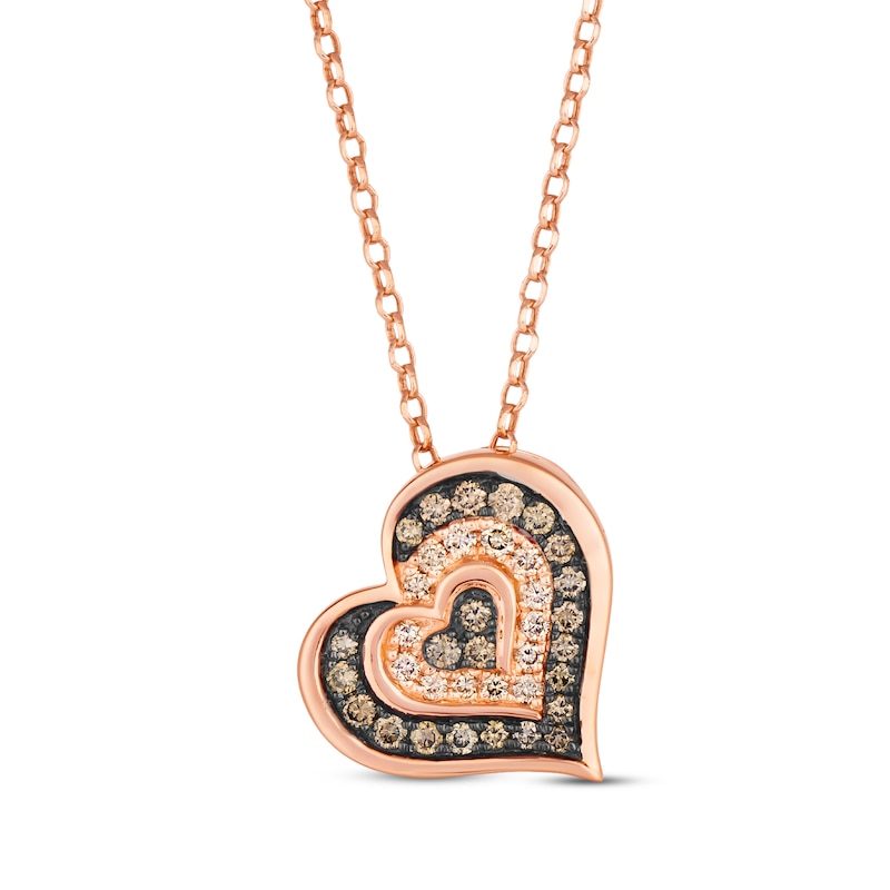 Main Image 1 of Previously Owned Le Vian Diamond Heart Necklace 1/2 ct tw 14K Strawberry Gold 19&quot;