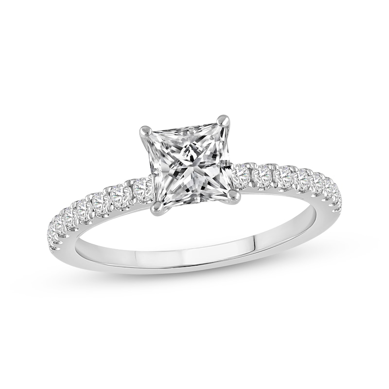 Main Image 1 of Previously Owned Lab-Grown Diamonds by KAY Princess-Cut Diamond Engagement Ring 1-1/3 ct tw 14K White Gold